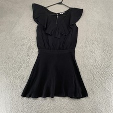 FRNCH Dress Womens M Ruffle Flutter Sleeve Fit Flare Little Black Party Cocktail