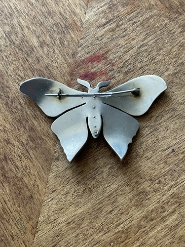 Large Antique Victorian Paste Silver Butterfly Brooch - Picture 2 of 7