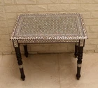 Handmade Morocco Table, Egyptian Mother of Pearl Inlaid Wood Side Coffee Table