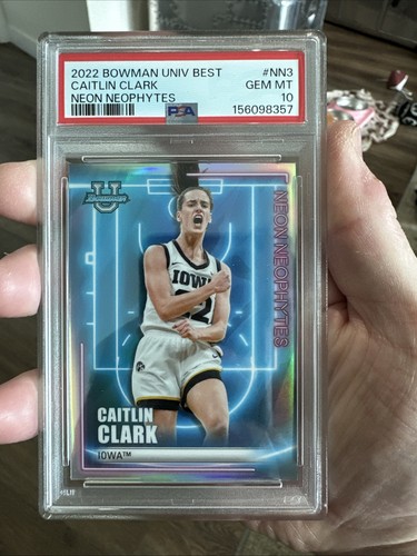 2022 BOWMAN UNIV BEST #NN-3 CAITLIN CLARK NEON NEOPHYTES PSA 10