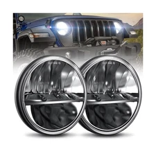 UNI-SHINE 7 inch LED Headlight 2PCS Round LED Headlamp High Low Beam DOT Appr...