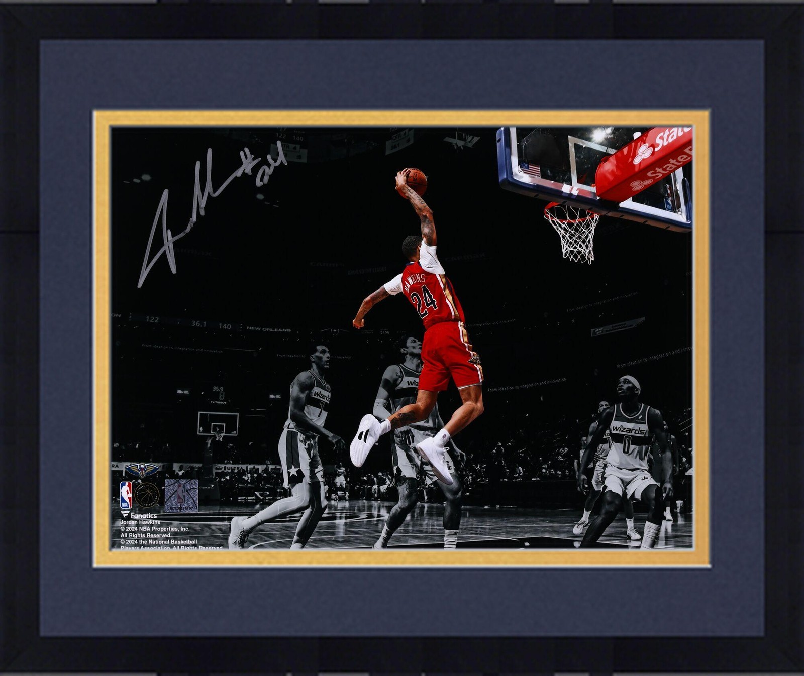 Jordan Hawkins Autographed Signed New Orleans Pelicans Framed 11x14 Spotlight Dunking Photo 