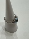 Elegant Aquamarine Oval STS Solitaire Accent Women Ring Size 6.75 — photo 3