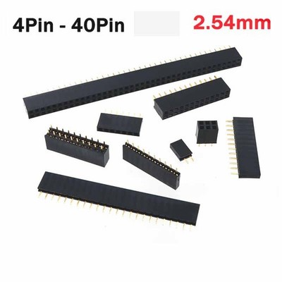 0.1'' 2.54mm PCB Header Vertical Female Socket Connector - Single or Double Row