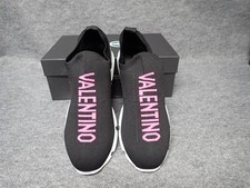 NEW Valentino Queenie Logo Slip On Sneaker Black Women's Size 9.5 SS64 
