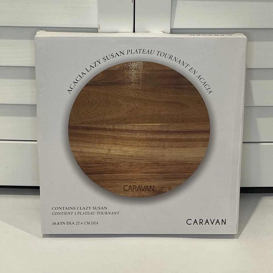 Caravan Acacia Wood Lazy Susan 10.8” Round Turntable Serving Tray NIB - Image 3 of 4