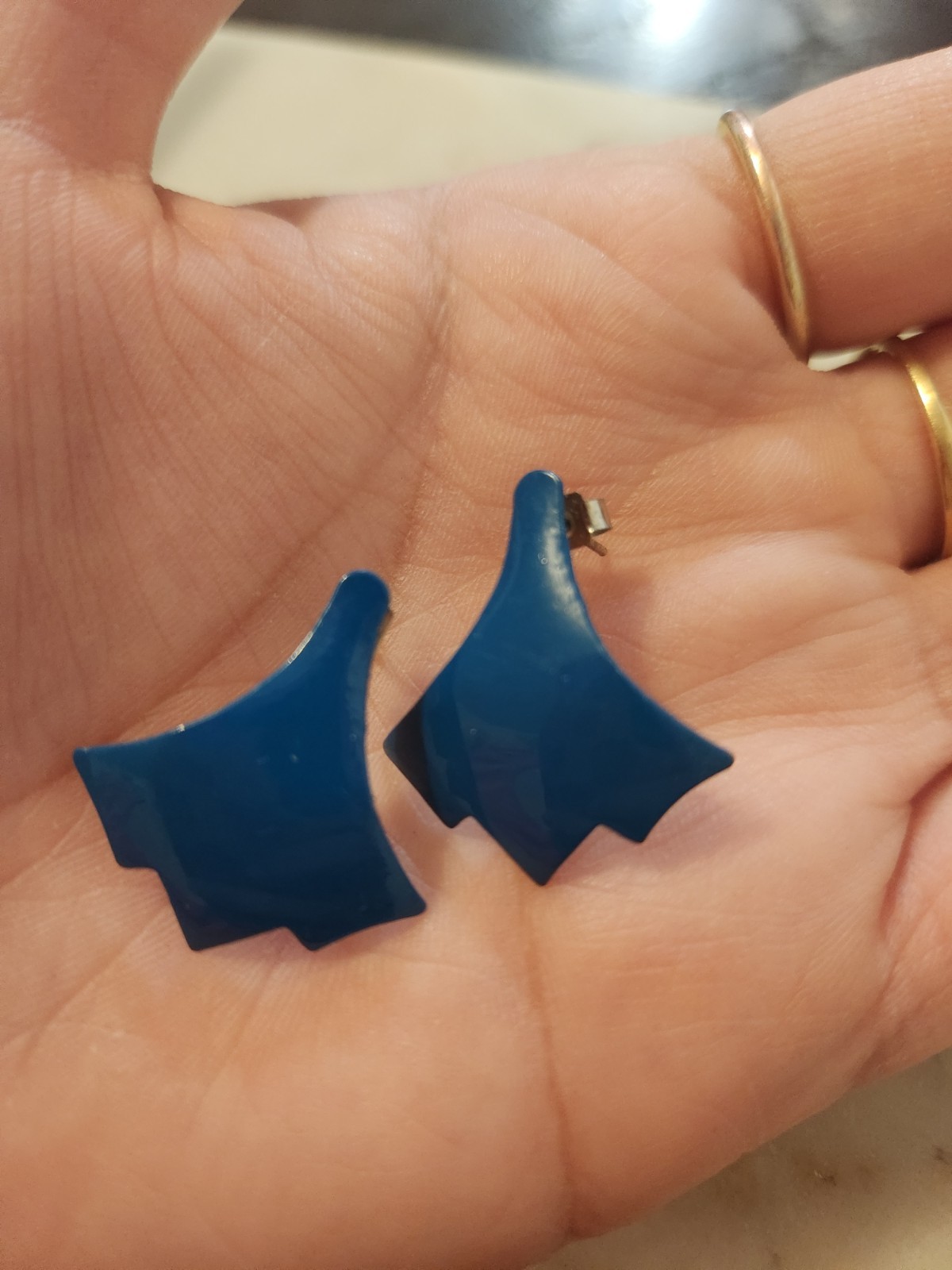 Vintage Blue Ocean Wave Earrings for Pierced Ears.