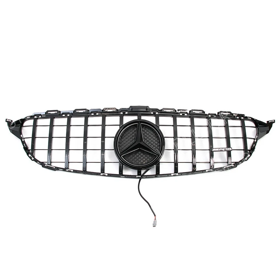 Black Front Grille W/LED Emblem For Mercedes Benz W205 15-18 C300 C350 400 450  - Изображение 2 из 4