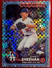 Emmet Sheehan 2024 Topps Chrome Update X-Fractor RC USC130 Dodgers