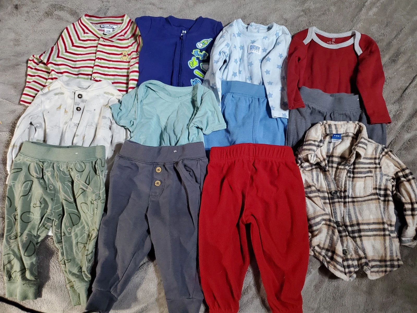 Carter's Etc. 12 Pc Lot (16) Baby Clothes size 6-9 Boy Under Armor Sleeper Pants