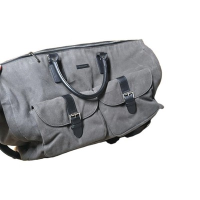 Hook & Albert Grey Waxed Canvas Garment Weekender Bag Travel Carry-On Duffel