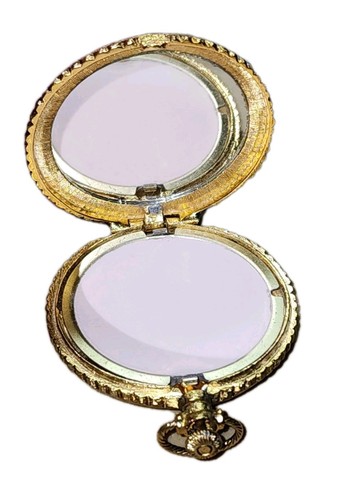 Orologio da tasca compatto vintage Max Factor cammeo polvere trucco specchio vanità stile - Foto 16 di 21