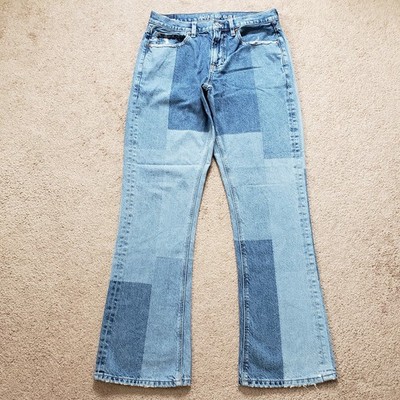 American Eagle 90's Bootcut Patchwork Jeans Size 6 Reg Distressed High Rise 