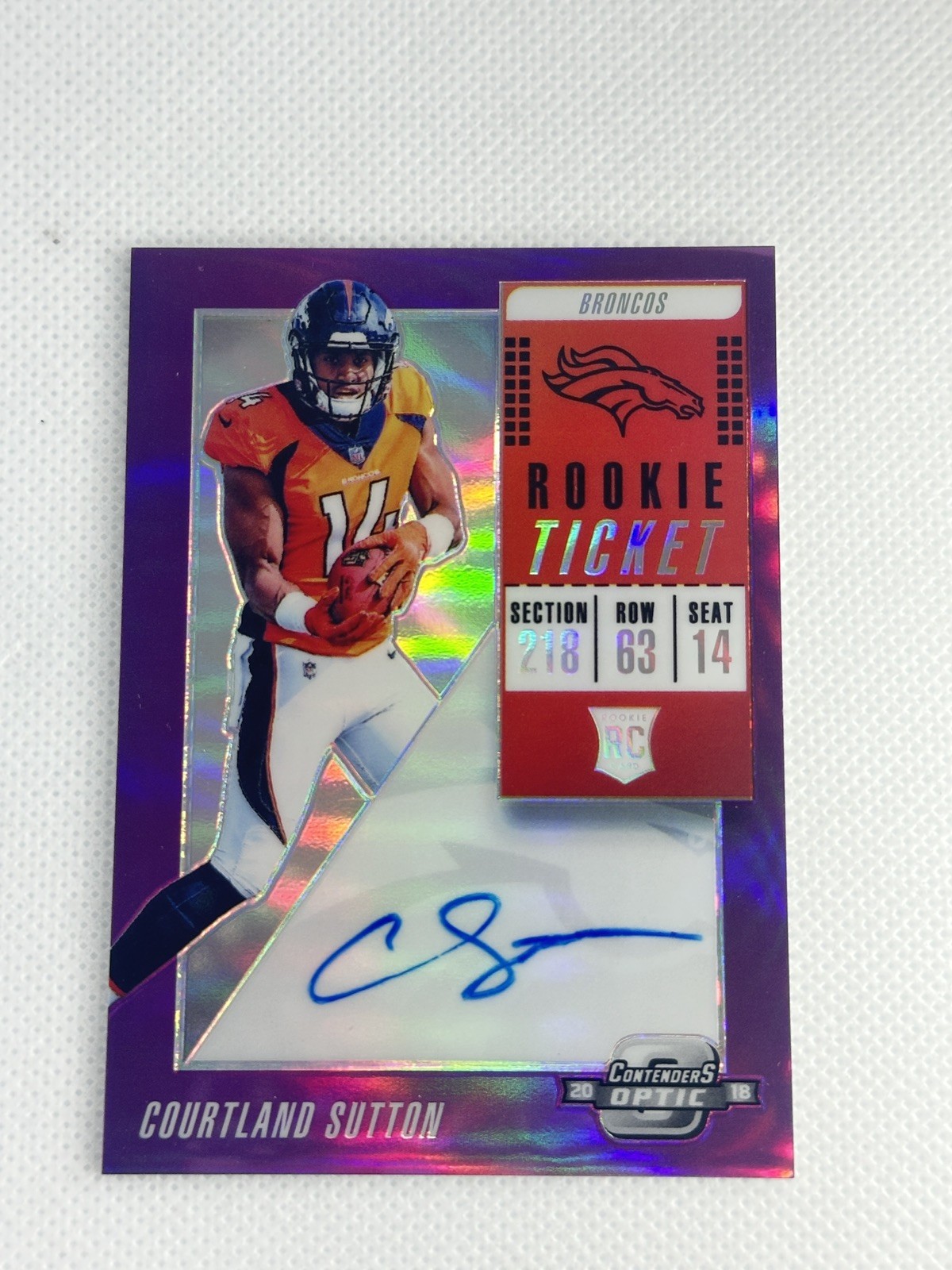 2018 Courtland Sutton Contenders Rookie Ticket Auto /99 #115 Denver Broncos