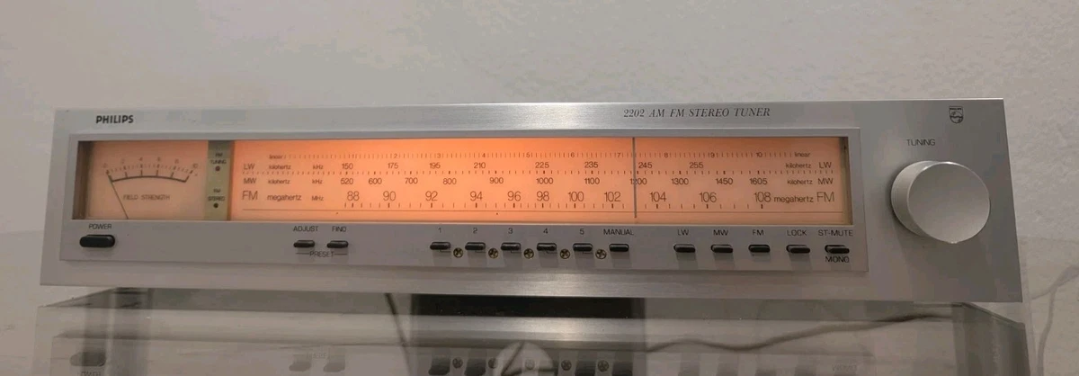 Philips 2202 Vintage Sintonizador estéreo AM/FM Radio HiFi Clásico Años 70 + Instrucciones