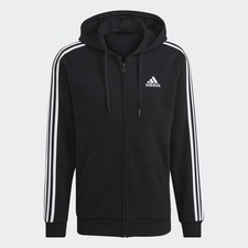 adidas men Essentials Fleece 3-Stripes Full-Zip Hoodie