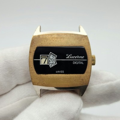 Lucerne Men's Vintage Jump Hour Digital Swiss Mechanical Watch - PARTS / REPAIR