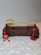 Vintage Chinese Ruyi Scepter on Wood Display Stand 1960