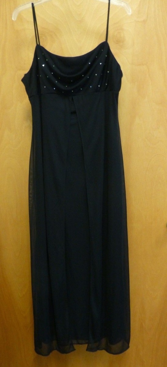 kikiです。 Kiki Dress Womens Size L Black Sheer Embellished Top Layered Great