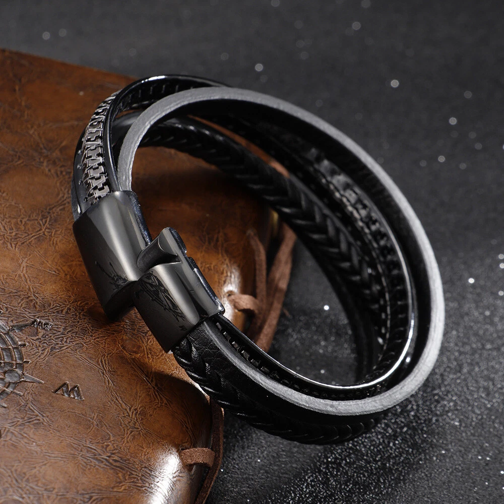 Black leather 2024 wrist cuff
