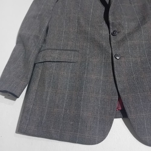 Brook Taverner Traje Chaqueta Hombre 42 Corto Gris Cuadros Tejido Tweed - Imagen 6 de 24