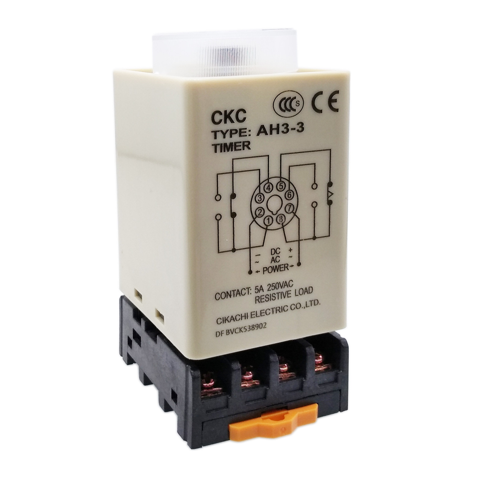 US Stock AH3-3 0-60 Minutes 8 Pin Housing Delay Timer Time Relay 12VDC + Base