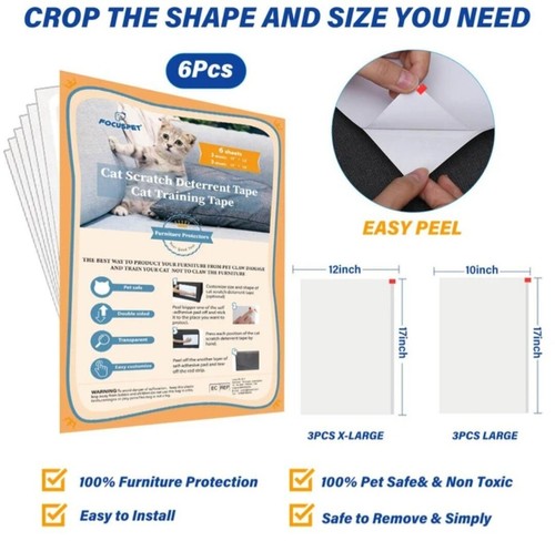 6Pcs Anti-Scratching Mat Cat Sofa Protector Cover Furnitures Scratch Guard Pads - Picture 1 of 3