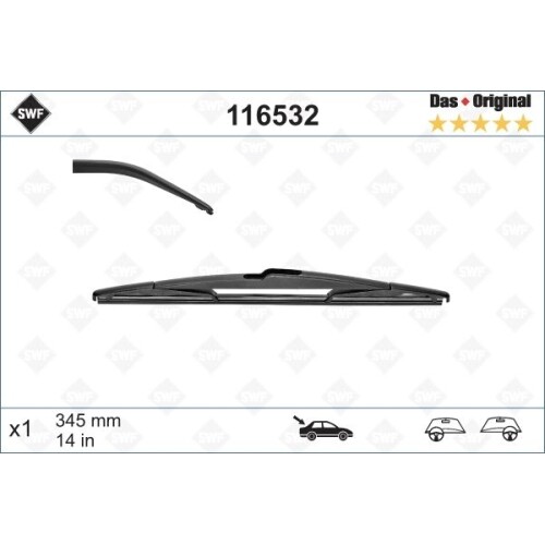 SWF 116532 Spazzola Tergicristallo Posteriore Per Auto – Lunghezza 345mm (14 Pollici)