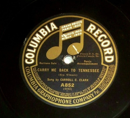 Columbia 852 ~ MASSA'S IN THE COLD COLD GROUND 78RPM Carroll C Clark ~ Excellent - Picture 3 of 4
