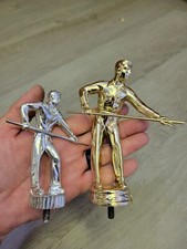 Vintage Pool Player Trophy Topper Billiards Award Gold/Silver Tone. Both Metal