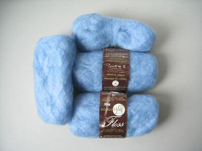 Spinrite Bouquet Floss Mohair Wool Yarn Lot 4x25g Skeins Sky Blue Knit Crochet