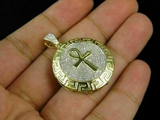 2Ct Round Cut Lab-Created Diamond Ankh Medallion Pendant 14K Yellow Gold Over