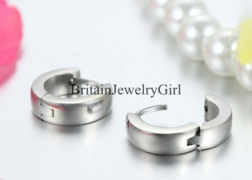 2pcs 4MM Men Women Stainless Steel Hoop Loop Huggie Ear Stud Earrings Punk - Picture 4 of 15