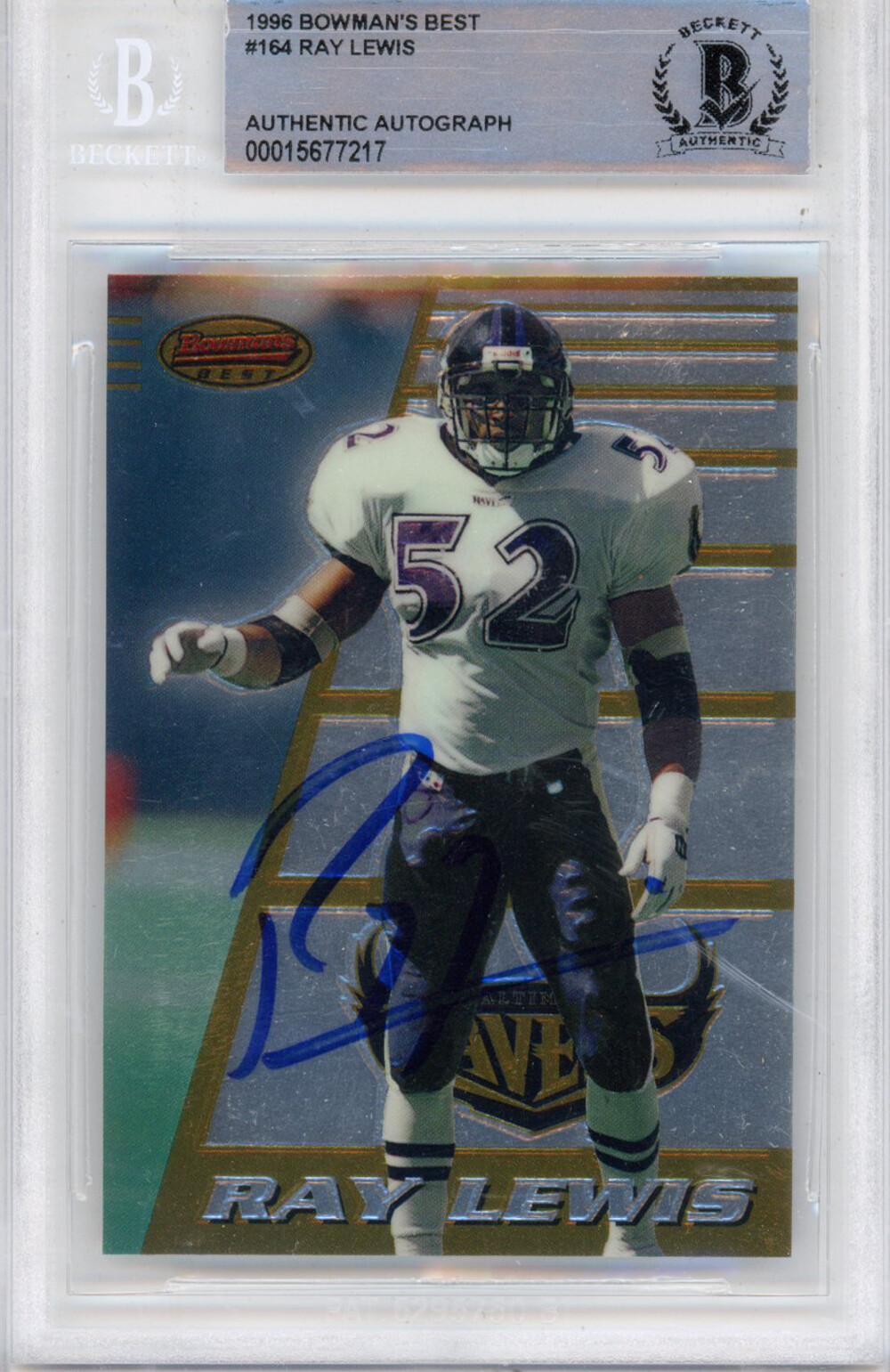 Ray Lewis Autographed Signed 1996 Bowmans Best #164 Slabbed Beckett 