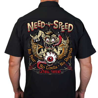 Lethal Threat Need For Speed Big Daddy Roth Artwork Herren Motorrad Arbeitshemd