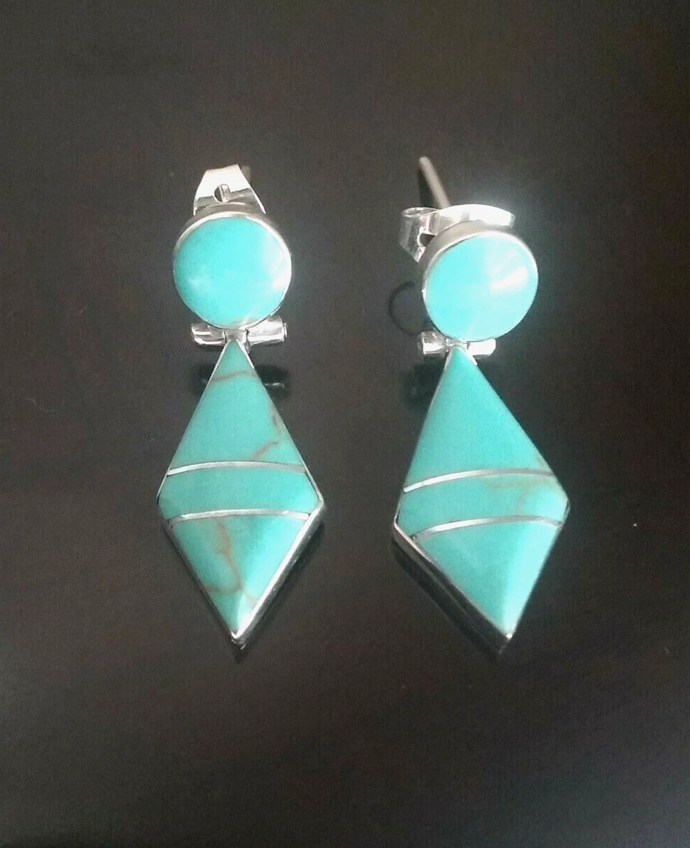 Erick s Sterling Silver Turquoise Earrings Taxco.950 eBay