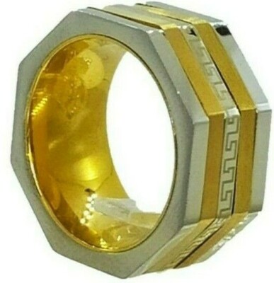 Zweifarbiger Gold Achteck Ring Edelstahl