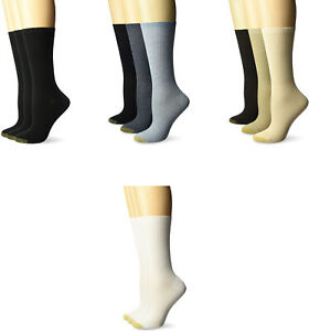 Gold Toe Womens Non-binding Ribbed Crew Socks 3 Pairs 