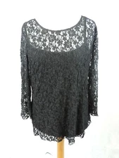 V By Very Black Lace Top With Vest UK 20 LN019 ii 13