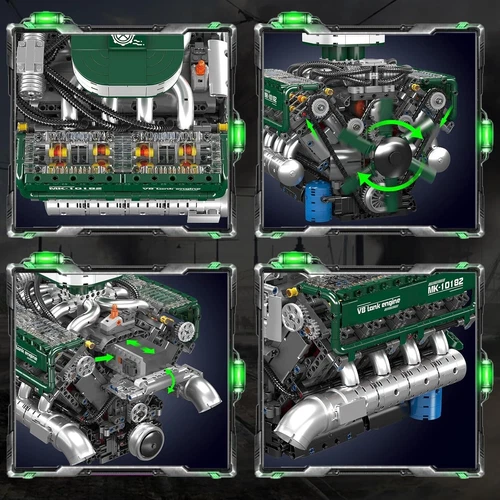 10182 V8 Engine Building Set 2250pcs 8 Cylinder Petrol Engine Model with Mot - Picture 6 of 7