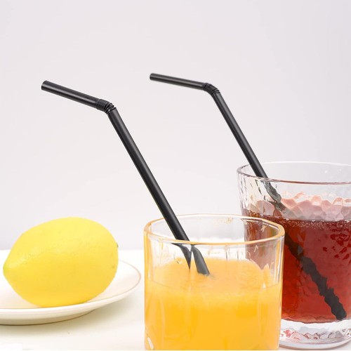 100x Straws Flexible Bendy Reusable Drinking Straw Birthday Party Black Colour - Picture 5 of 5