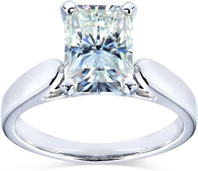 3.50 Ct Certified Treated Off White Diamond Solitaire Ring In 925 Silver.