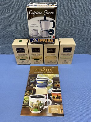 Gevalia Papua New Guinea 4 Box Limited Edition sealed Cafetera Express Imusa