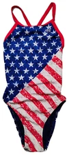 TYR DURAFAST USA FLAG Star Spangled DIAMONDFIT Swimsuit Women Size 30 NEW