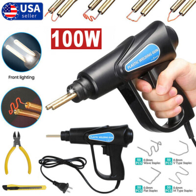 100W Plastic Welder Bumper Repair Kit Welding Gun Soldering Tool 200Pcs Staples