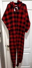forever lazy RED BLACK CHECKERED SLEEPER 1 PC PAJAMA size XS hooded TRAP DOOR