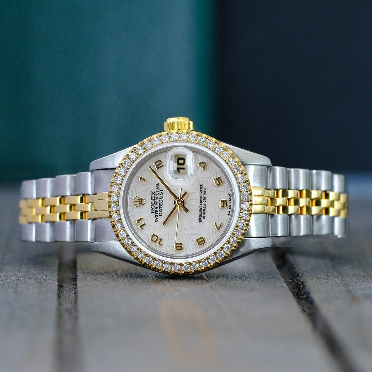 Rolex Ladies Datejust Watch Gold & Steel Beige Arabic Dial  display picture 2
