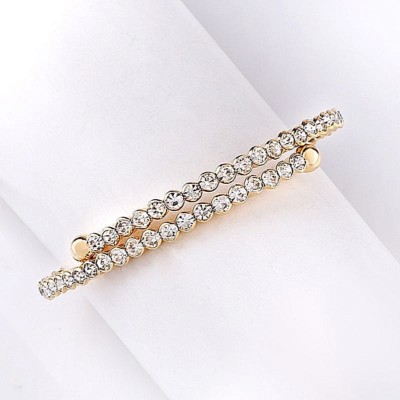 Fashion Jewelry Silver Gold Cubic Zirconia Adjustable Bangle