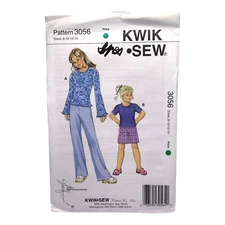 Vintage Kwik Sew Pattern 3056 - Girls' Tops, Skirt & Pants - Uncut