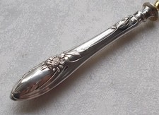 Rare Grand Fourchette à Viande Florales Art Nouveau Chrysanthème En 800er Argent